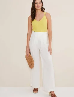 Trousers & Shorts^Phase Eight Aaliyah Linen Belted Wide Leg Trousers White