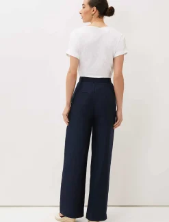 Trousers & Shorts^Phase Eight Aaliyah Linen Belted Wide Leg Trouser Navy