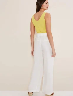 Trousers & Shorts^Phase Eight Aaliyah Linen Belted Wide Leg Trousers White