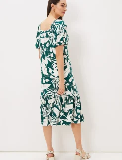 Dresses^Phase Eight Aayra Palm Print Midaxi Dress Peacock