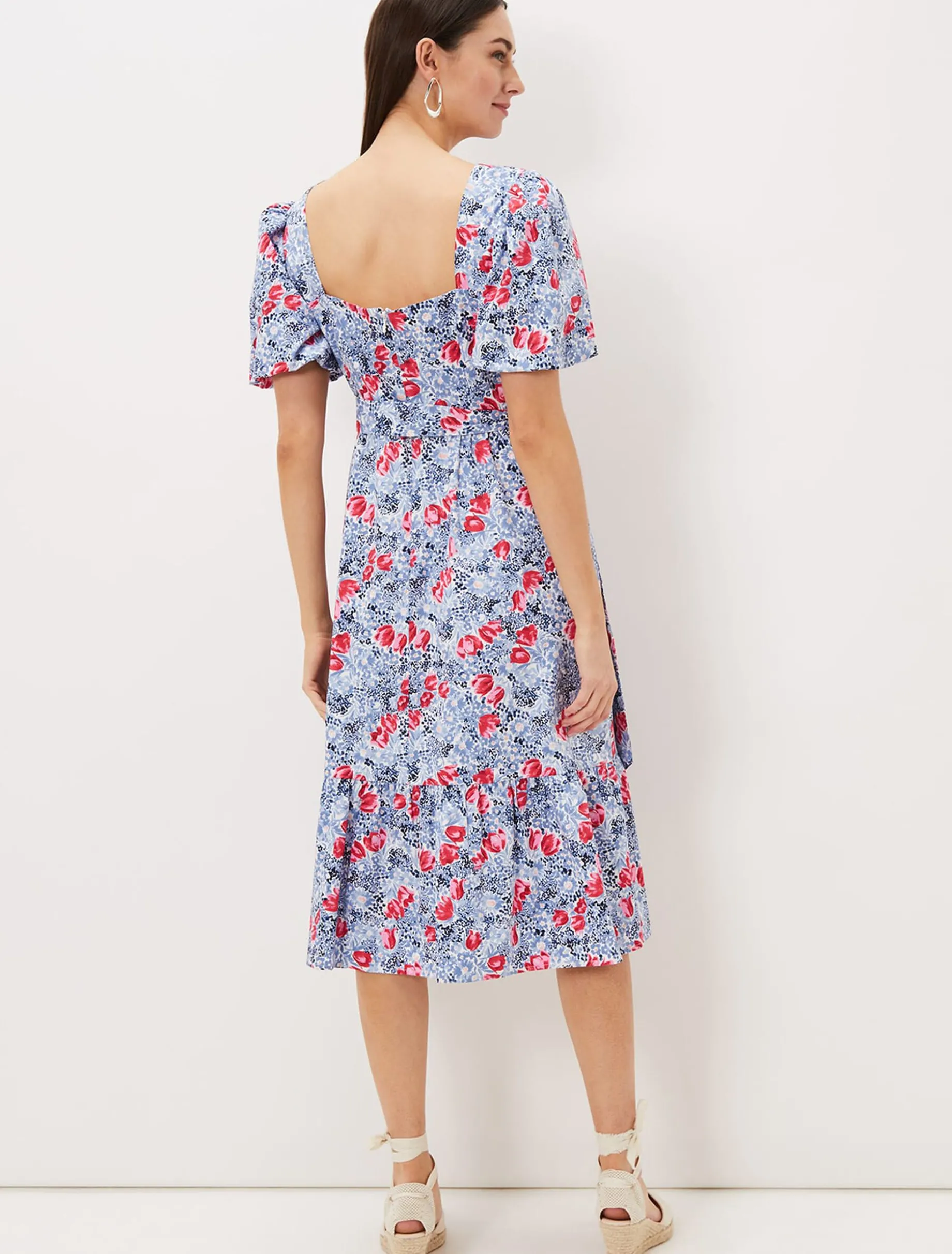 Dresses^Phase Eight Abbiana Cotton Floral Midi Dress Multi-Coloured