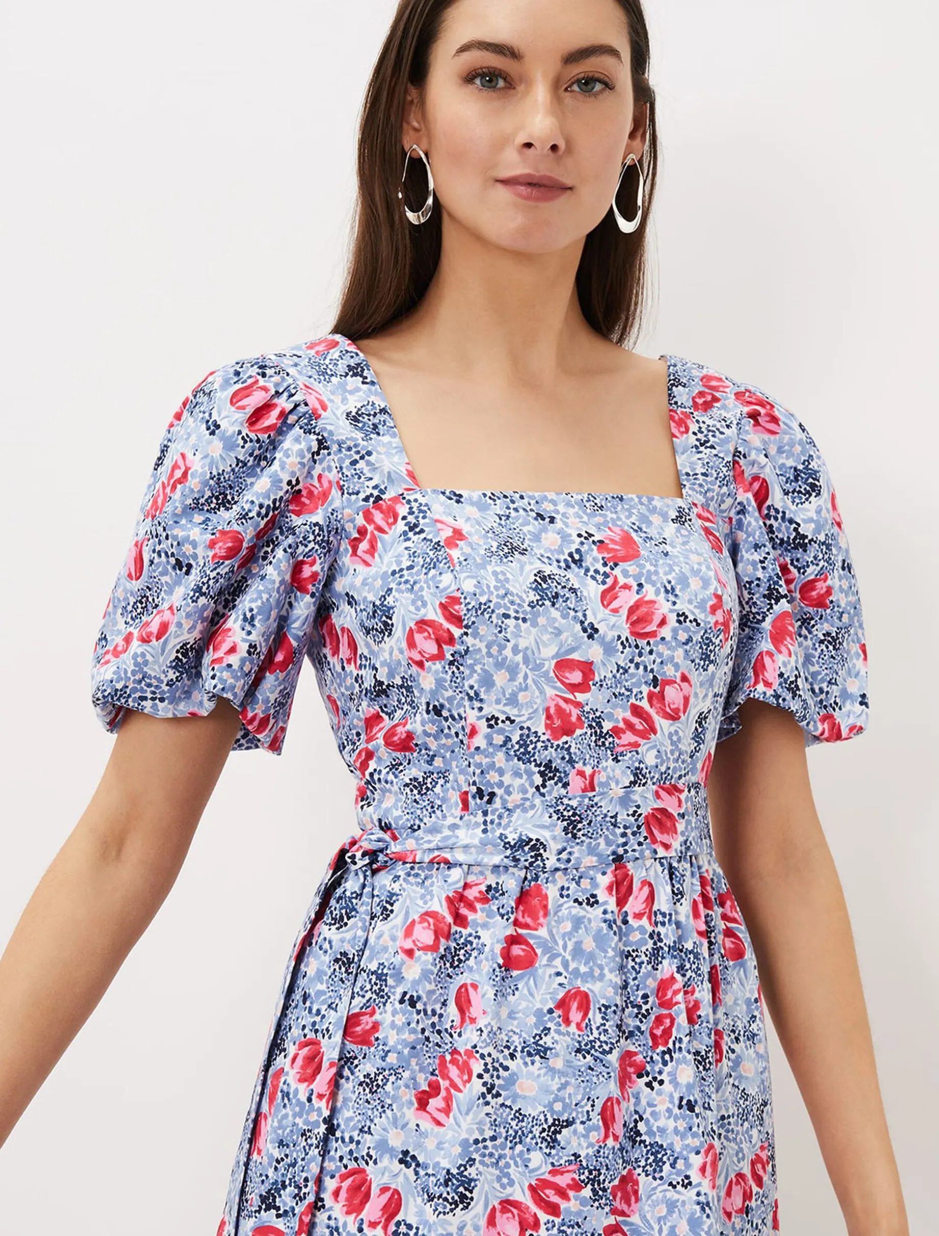 Dresses^Phase Eight Abbiana Cotton Floral Midi Dress Multi-Coloured
