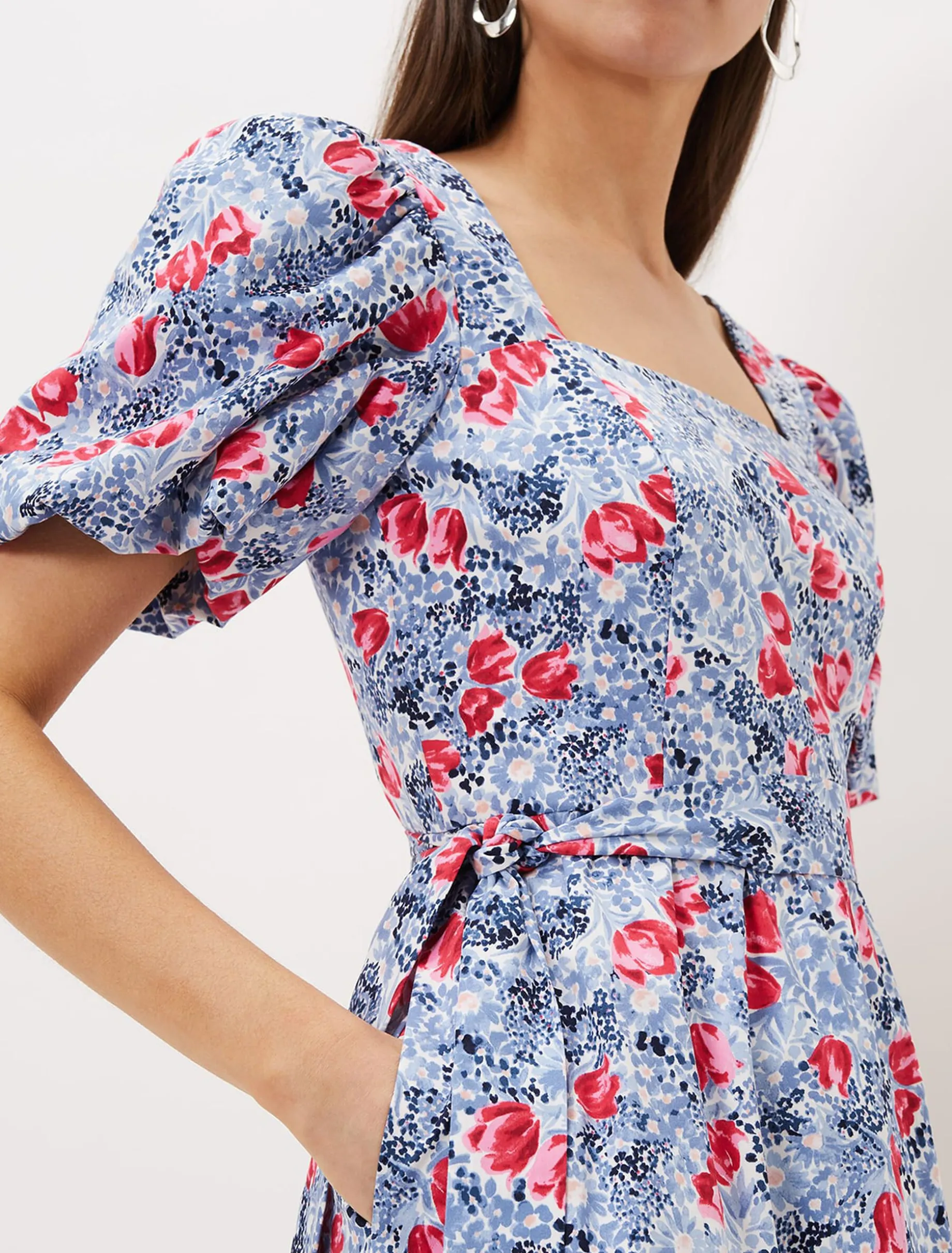 Dresses^Phase Eight Abbiana Cotton Floral Midi Dress Multi-Coloured