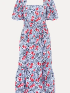 Dresses^Phase Eight Abbiana Cotton Floral Midi Dress Multi-Coloured