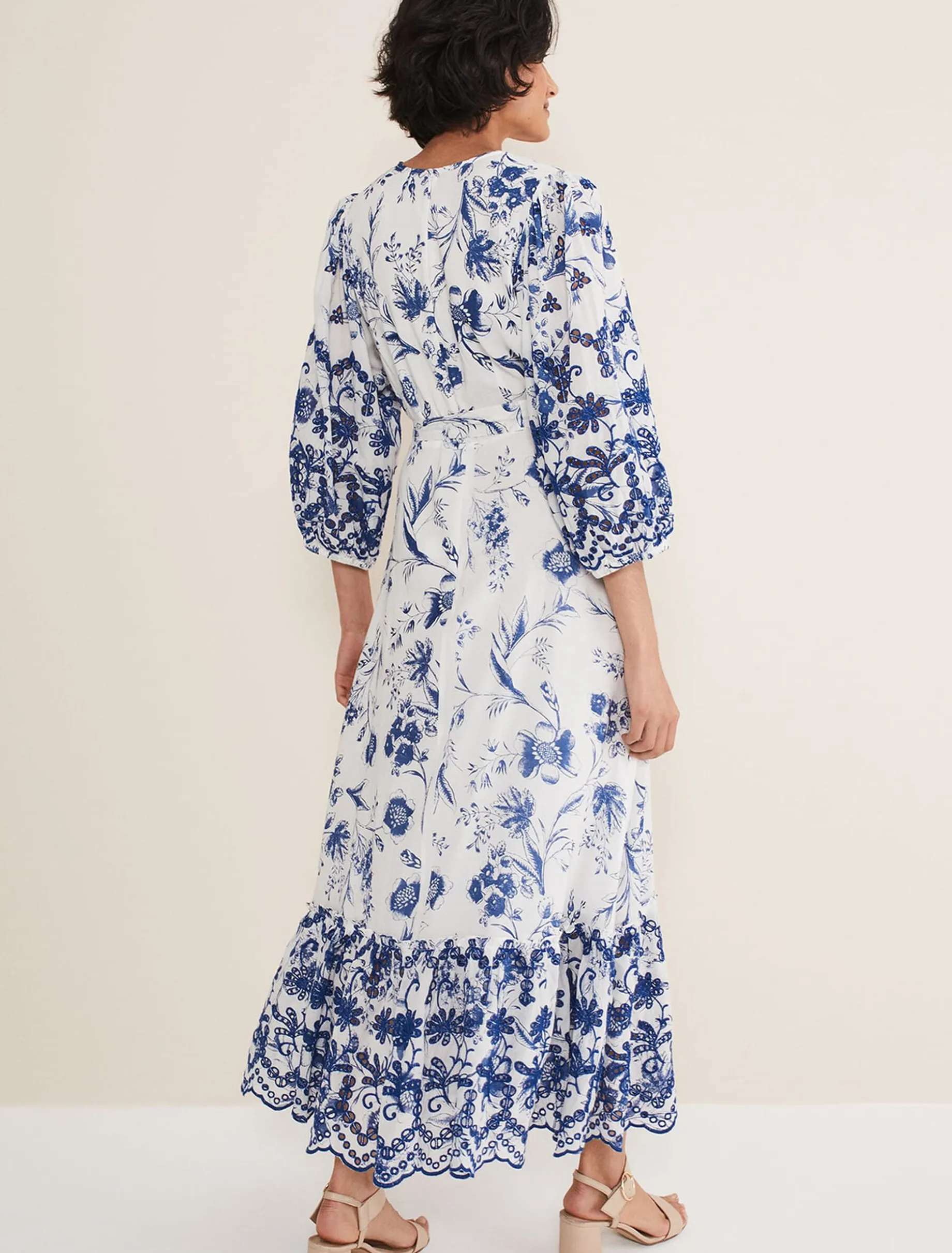Dresses^Phase Eight Abriella Floral Midi Dress Blue/White