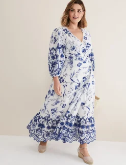 Dresses^Phase Eight Abriella Floral Midi Dress Blue/White