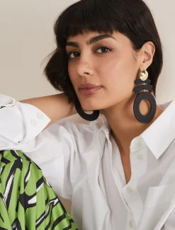 Jewellery^Phase Eight Abstract Drop Earrings Black