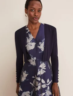 Jackets^Phase Eight Adah Knitted Jacket Navy