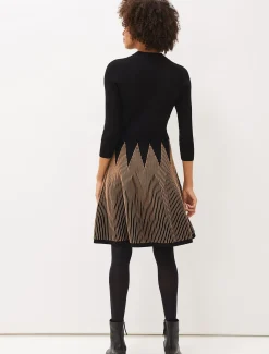 Dresses^Phase Eight Adele Knitted Fit And Flare Dress Camel/Black