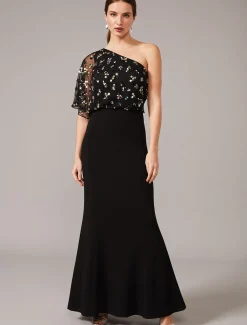 Dresses^Phase Eight Adele Sequinned One Shoulder Dress Black