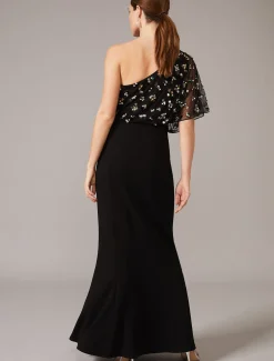 Dresses^Phase Eight Adele Sequinned One Shoulder Dress Black