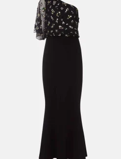 Dresses^Phase Eight Adele Sequinned One Shoulder Dress Black