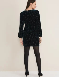 Dresses^Phase Eight Adele Studded Velvet Dress Dark Teal