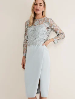Dresses^Phase Eight Adeline Double Layer Dress Eau De Nil