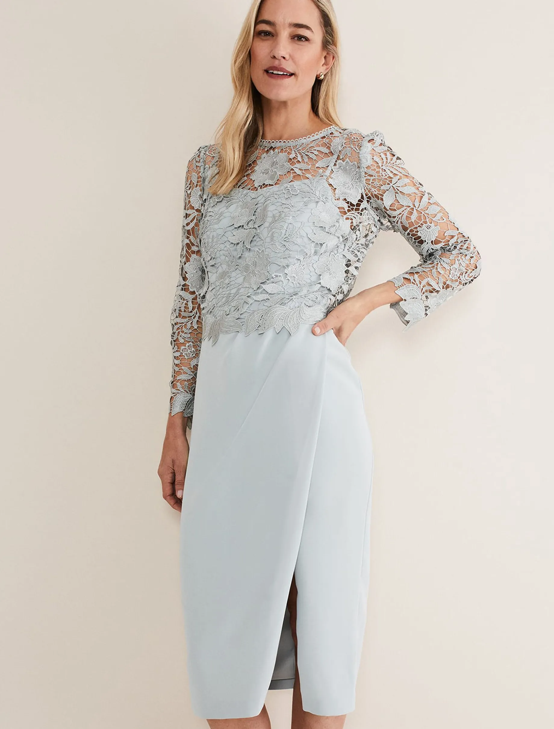 Dresses^Phase Eight Adeline Double Layer Dress Eau De Nil