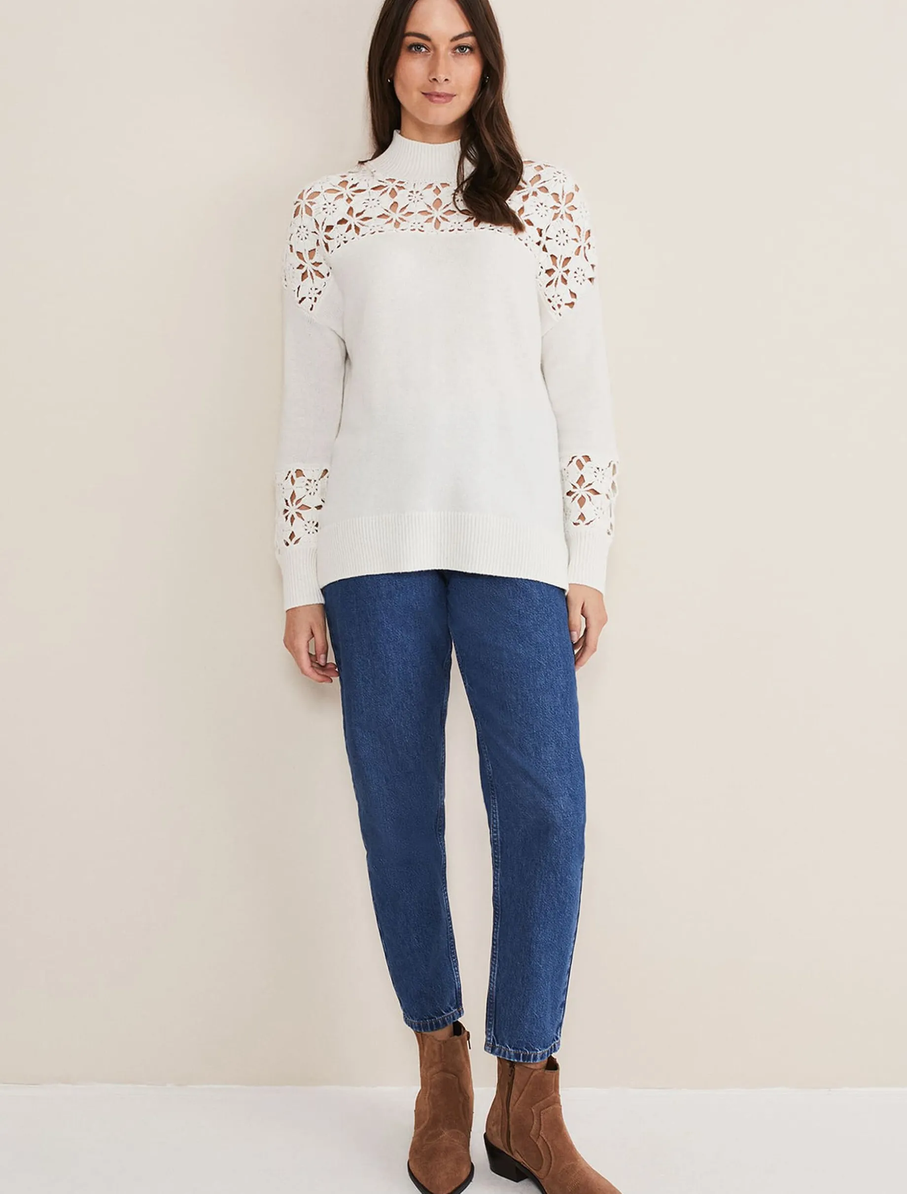 Knitwear^Phase Eight Adley Crochet Knit Winter White