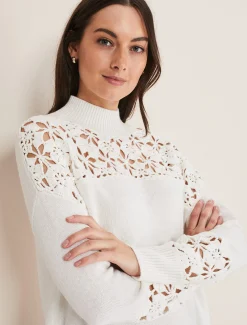 Knitwear^Phase Eight Adley Crochet Knit Winter White