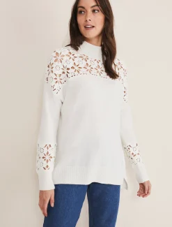 Knitwear^Phase Eight Adley Crochet Knit Winter White