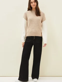 Knitwear^Phase Eight Adora Colourblock Chunky Jumper Oatmeal