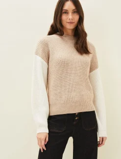 Knitwear^Phase Eight Adora Colourblock Chunky Jumper Oatmeal