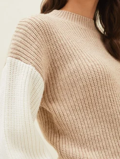 Knitwear^Phase Eight Adora Colourblock Chunky Jumper Oatmeal