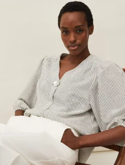 Shirts & Blouses^Phase Eight Agnes Stripe Blouse Ivory/Natural