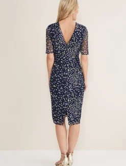 Dresses^Phase Eight Aileena Embroidered Dress Navy/Multi
