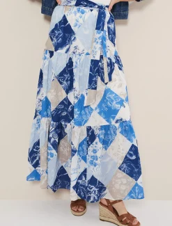 Skirts^Phase Eight Akia Patchwork Maxi Skirt Blue/Multi