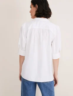 Shirts & Blouses^Phase Eight Alannah Puff Sleeve Zip Collar Blouse White