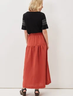 Skirts^Phase Eight Alessia Linen Maxi Skirt Terracotta
