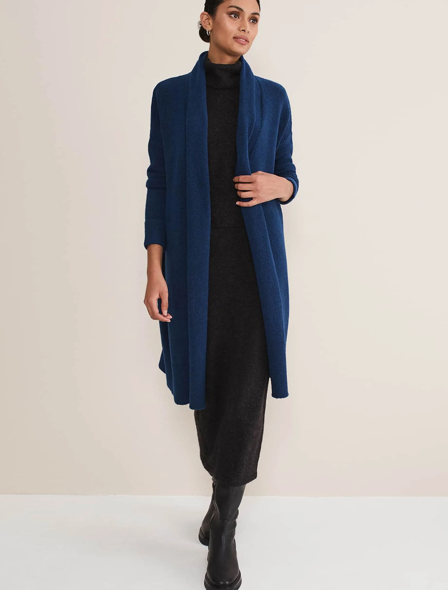 Knitwear^Phase Eight Alexa Fluffy Longline Cardigan Dark Teal