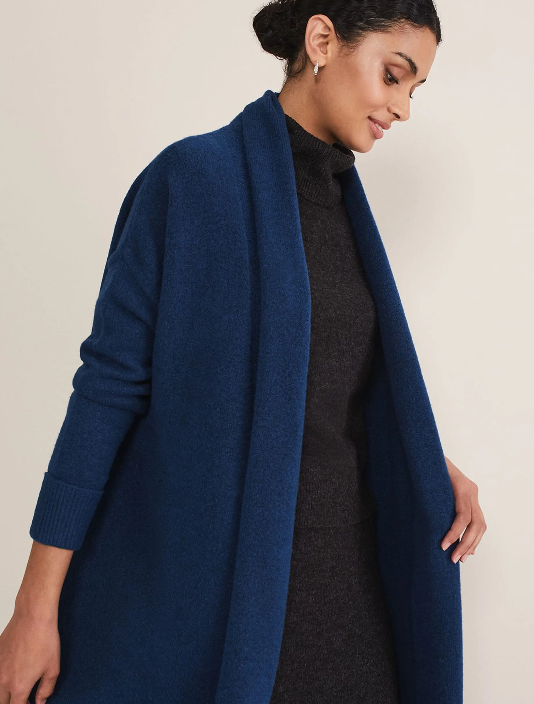 Knitwear^Phase Eight Alexa Fluffy Longline Cardigan Dark Teal