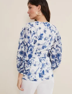 Shirts & Blouses^Phase Eight Alice Embroidered Blouse Blue/White
