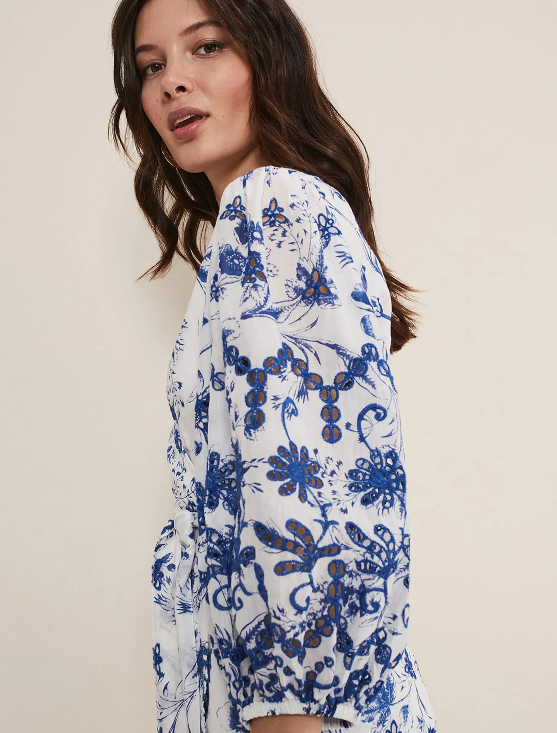 Shirts & Blouses^Phase Eight Alice Embroidered Blouse Blue/White
