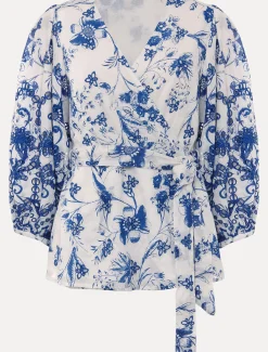Shirts & Blouses^Phase Eight Alice Embroidered Blouse Blue/White