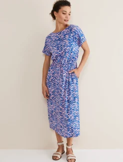 Dresses^Phase Eight Alina Zebra Print Jersey Dress Pink/Blue