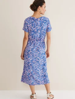 Dresses^Phase Eight Alina Zebra Print Jersey Dress Pink/Blue