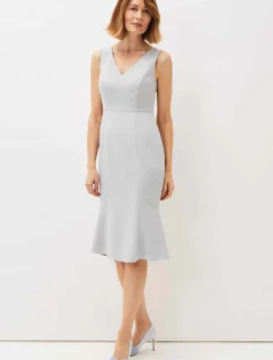 Dresses^Phase Eight Alisha Double Layer Lace Peplum Dress Mineral