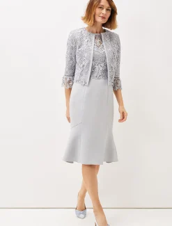 Jackets^Phase Eight Alisha Lace Jacket Mineral