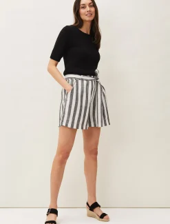 Trousers & Shorts^Phase Eight Alison Stripe Linen Short White/Grey