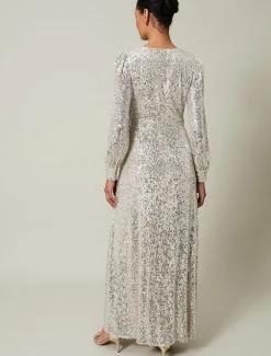 Dresses^Phase Eight Amily Sequin Maxi Dress Silver