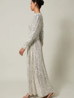 Dresses^Phase Eight Amily Sequin Maxi Dress Silver
