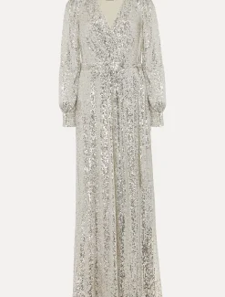 Dresses^Phase Eight Amily Sequin Maxi Dress Silver
