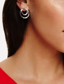Jewellery^Phase Eight Amy Hammered Twist Stud Earrings Silver