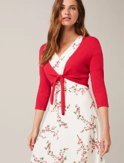 Jackets^Phase Eight Ana Tie Front Knit Cover Up Coral