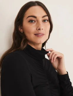 Tops & T-Shirts^Phase Eight Anabelle Ruched Top Charcoal