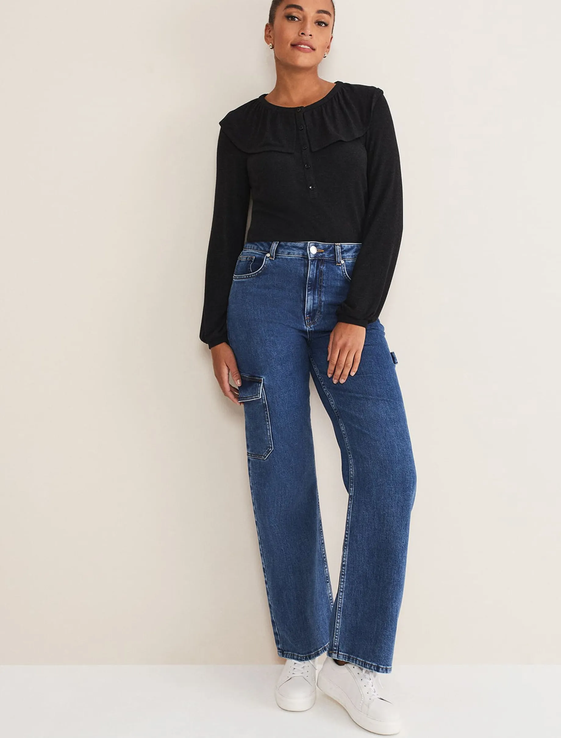 Tops & T-Shirts^Phase Eight Anda Frill Detail Bor Top Charcoal