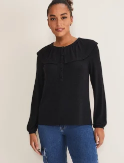 Tops & T-Shirts^Phase Eight Anda Frill Detail Bor Top Charcoal