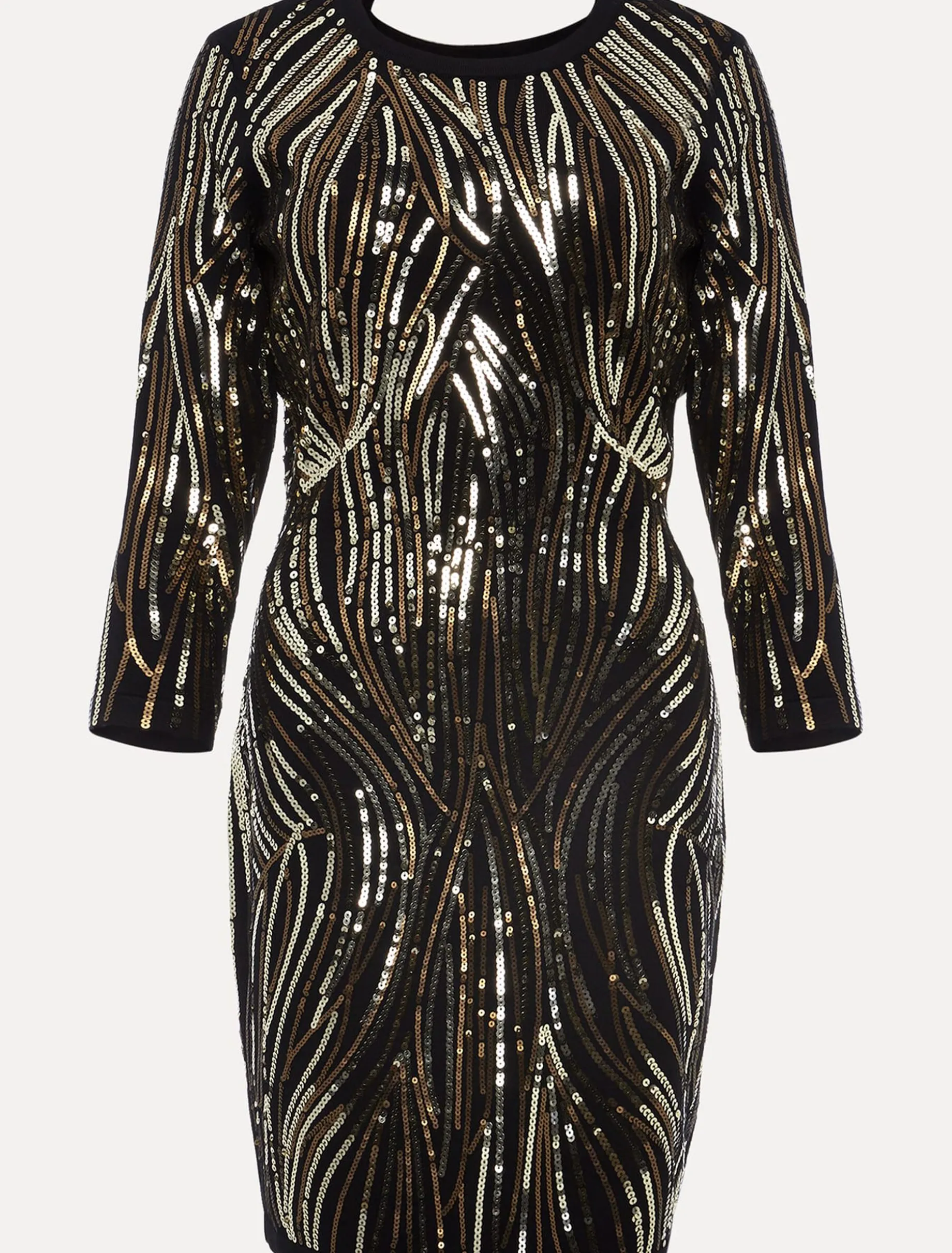 Dresses^Phase Eight Anisa Open Back Sequin Knit Dress Black/Gold