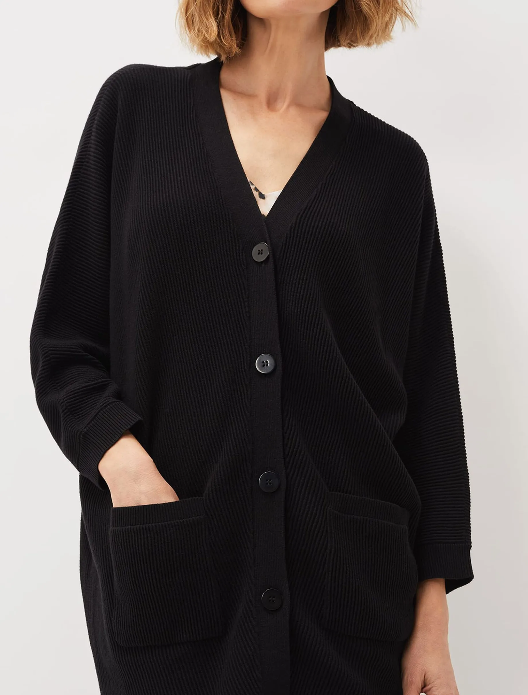 Knitwear^Phase Eight Annabella Ribbed Cocoon Cardigan Black